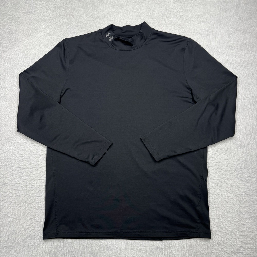 Under Armour ColdGear Fitted Mock Neck Compression Shirt Black Men's Size XL